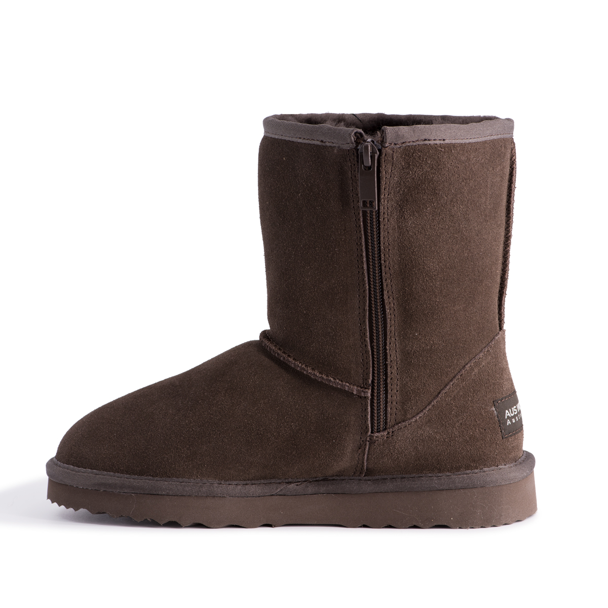 AUS WOOLI Australia Water-Resistant Genuine AU Sheepskin Mid Calf Zip-Up  Boot